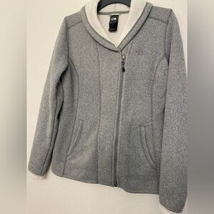 The North Face gray full zip shawl collar polyester fleece lined soft jacket S